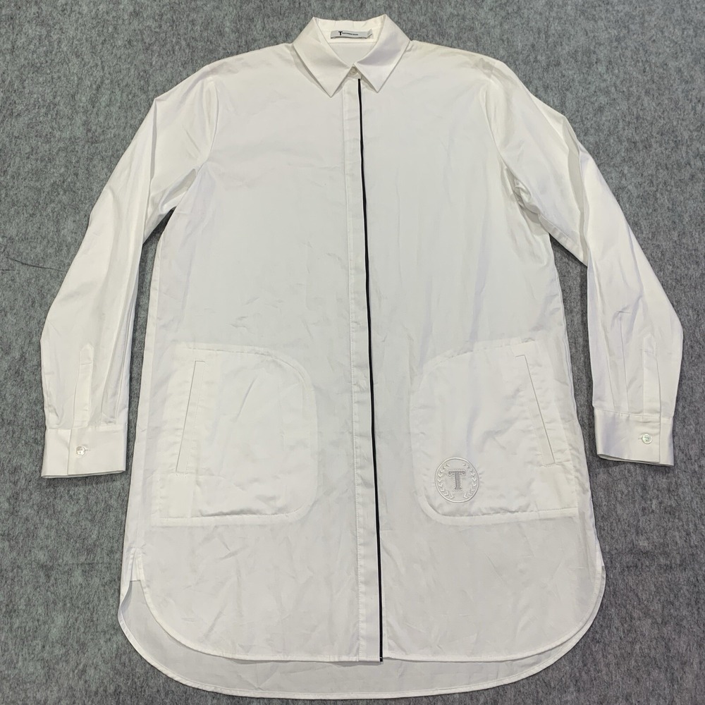 T Alexander Wang Women's Button Up Collared Shirt Dress Front Pockets - Size 2